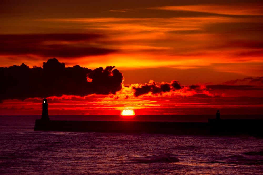 Tynmouth Pier Red Sunrise