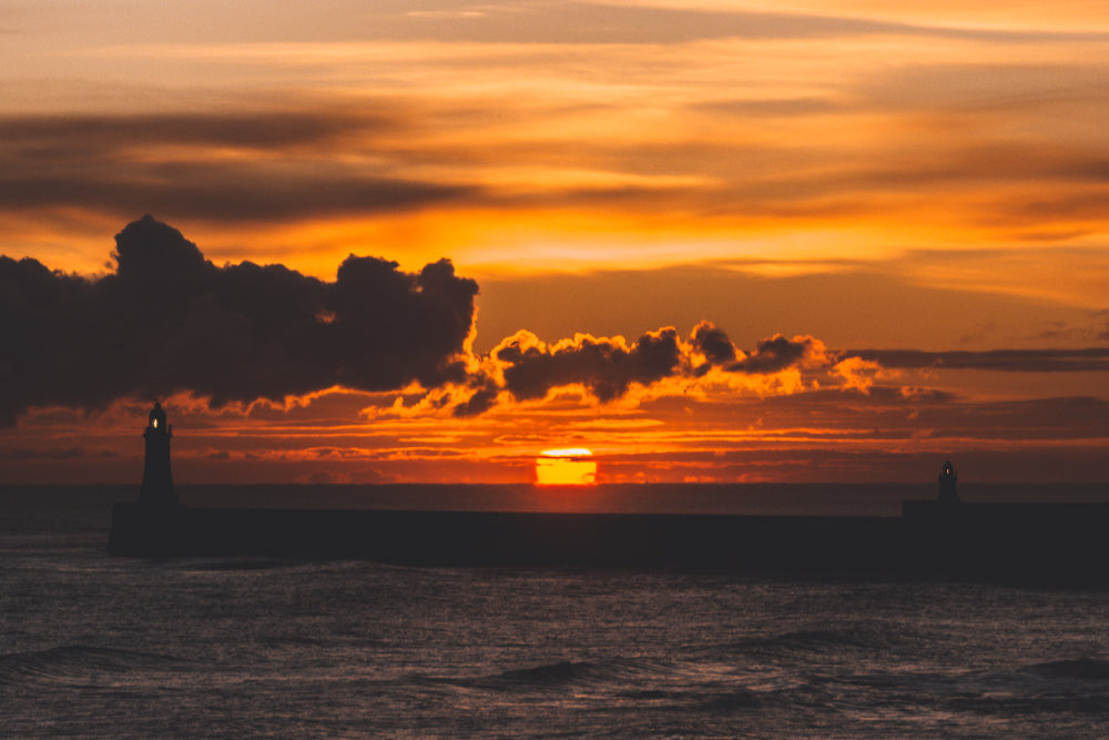Tynmouth Pier Orange Sunrise